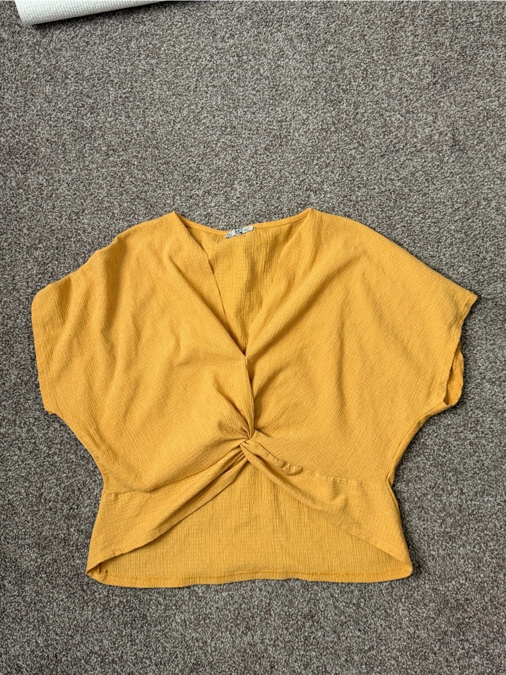 Zara Mustard Twist-Front Strapless Top